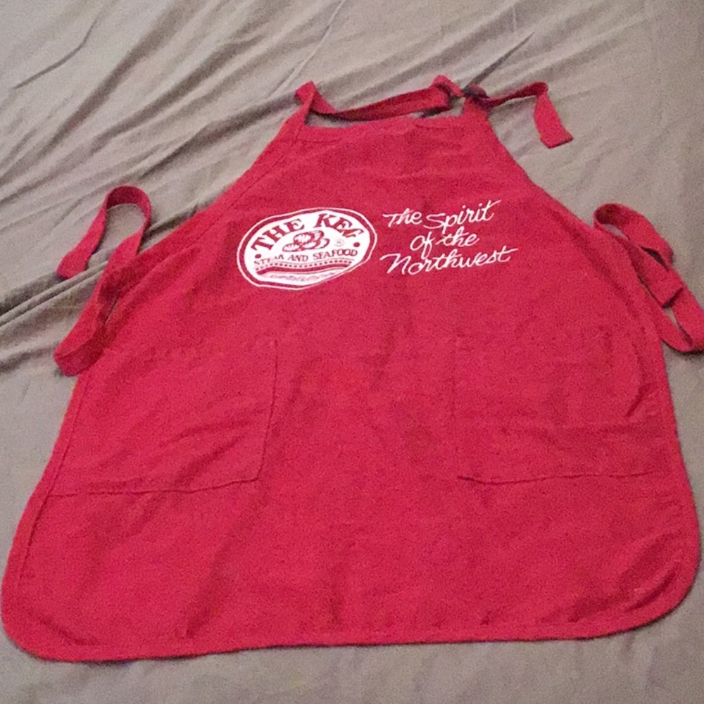 Used apron The Keg Steak and Seafood stains